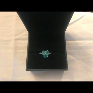 Natural Zambian Emerald and white zircon Ring